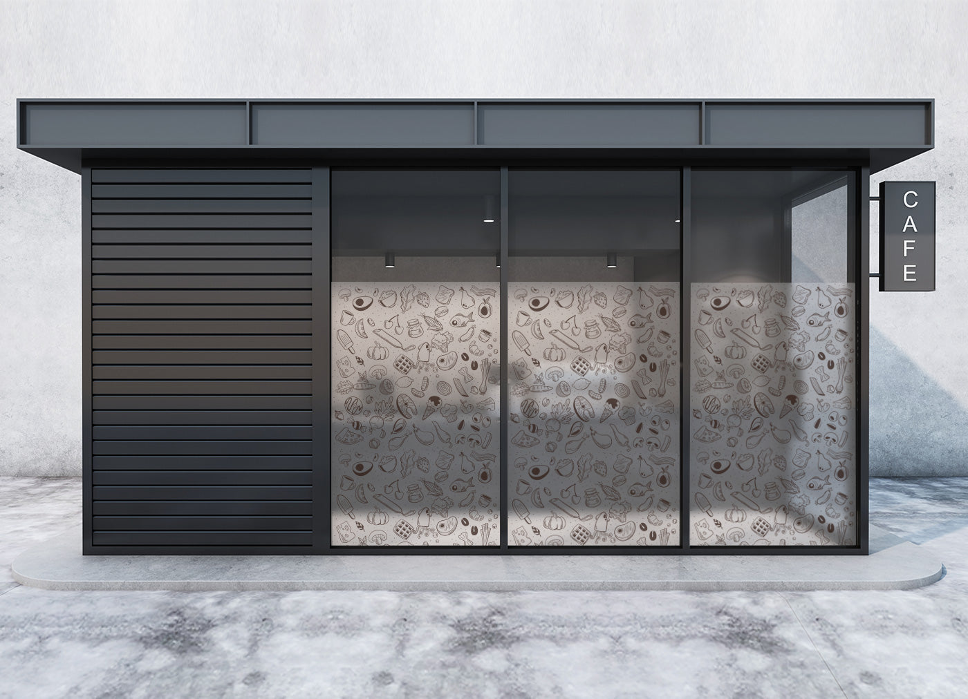 Cafe Food Pattern Window Film