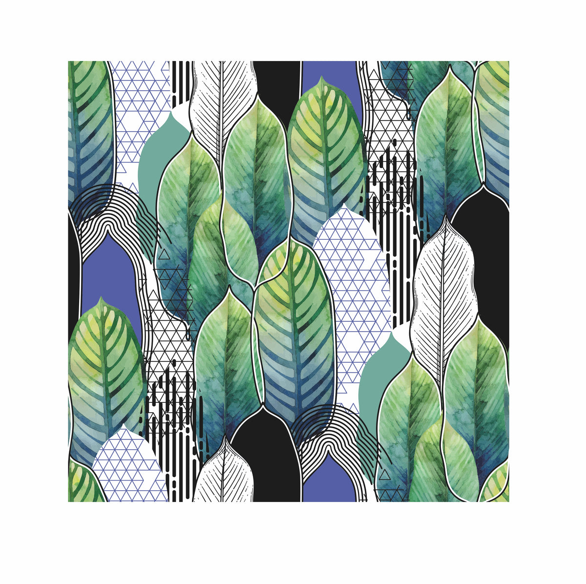 Modern Botanical Leaf Window Film