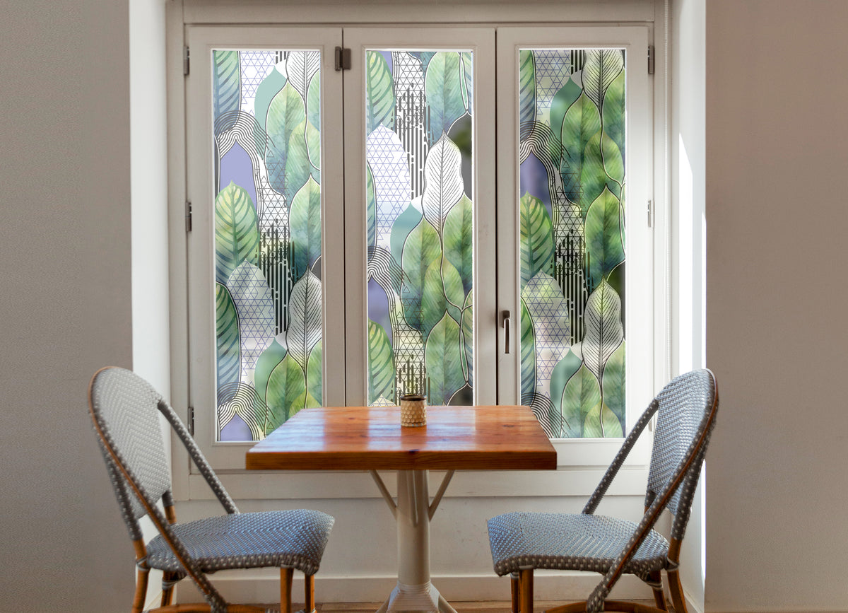 Modern Botanical Leaf Window Film