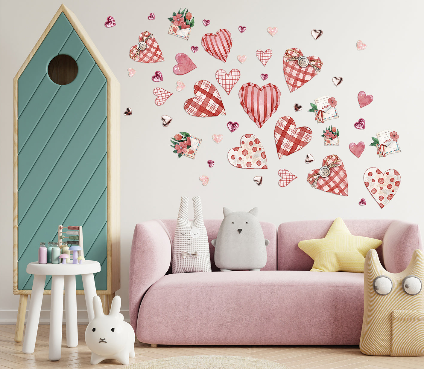 "Sketchbook Hearts" Wall Decal Set