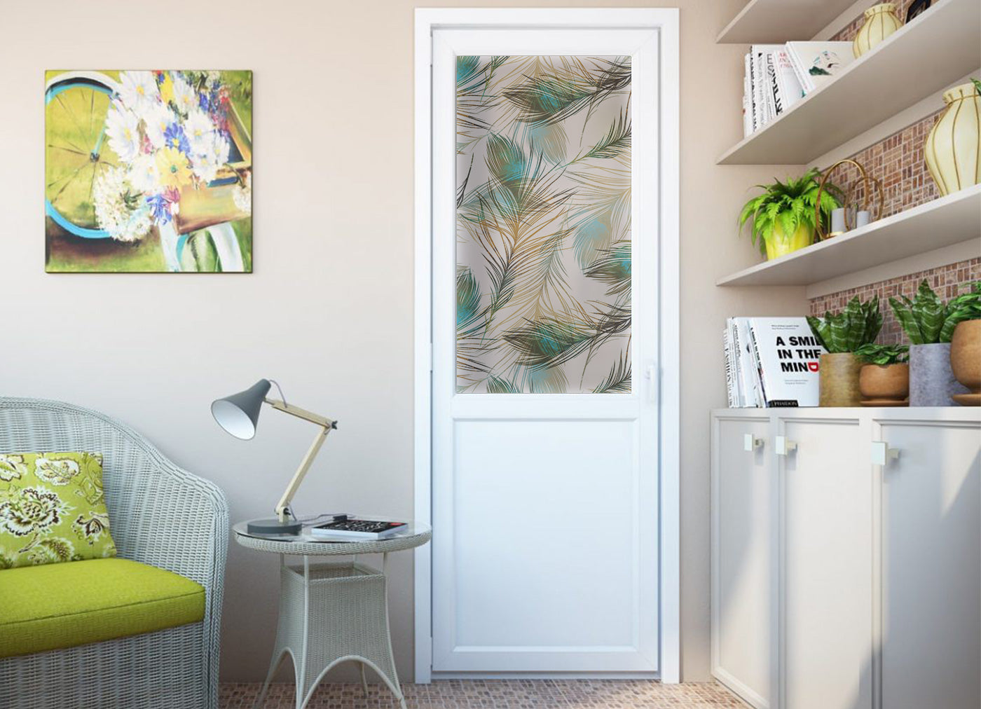 Palm Leaf Frosted Privacy Window Film Tropical Glass Sticker Self-Adhesive Matte Window Decal for Home, Office, Bathroom, Balcony & Doors