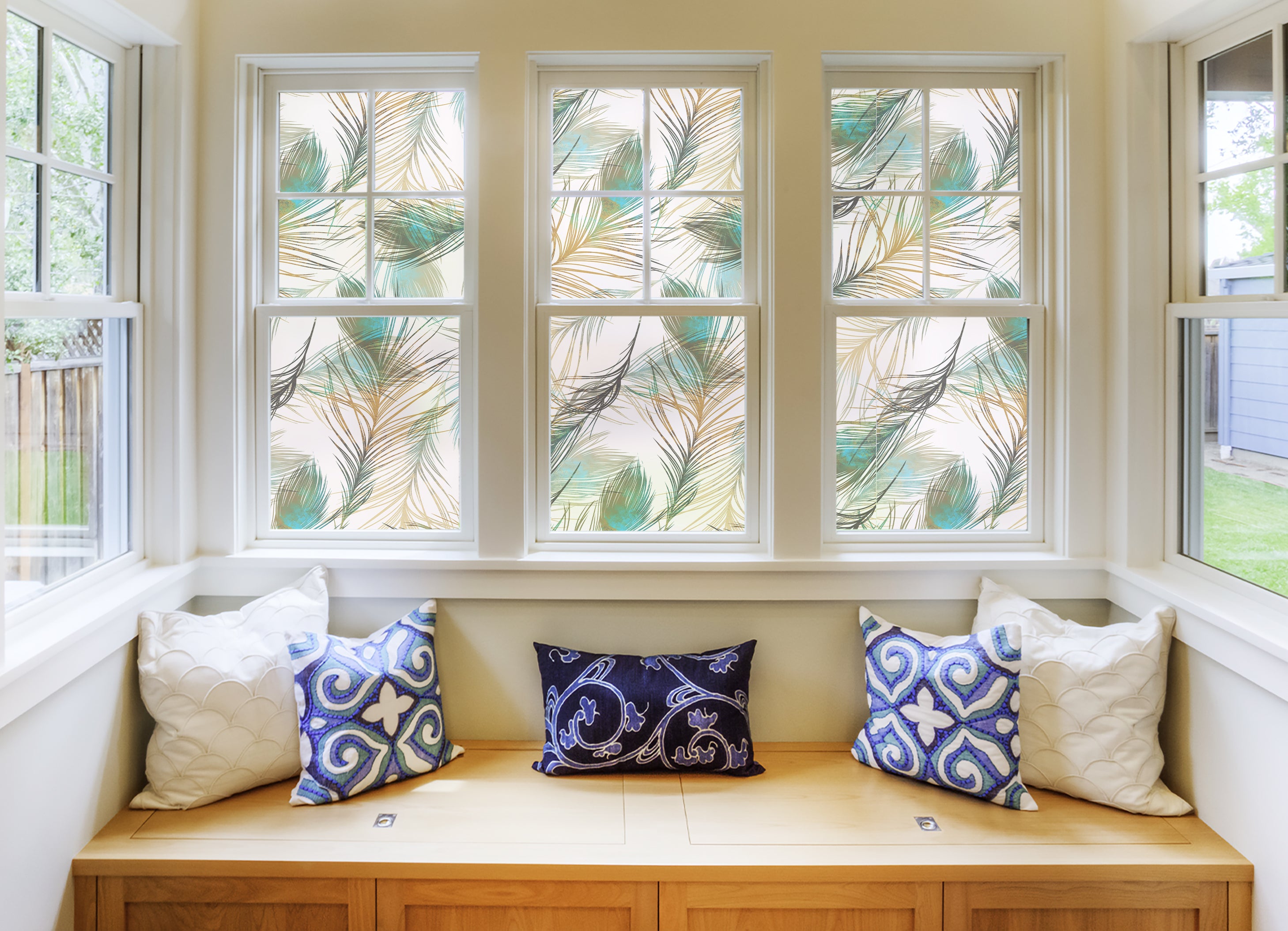 Palm Leaf Frosted Privacy Window Film Tropical Glass Sticker Self-Adhesive Matte Window Decal for Home, Office, Bathroom, Balcony & Doors