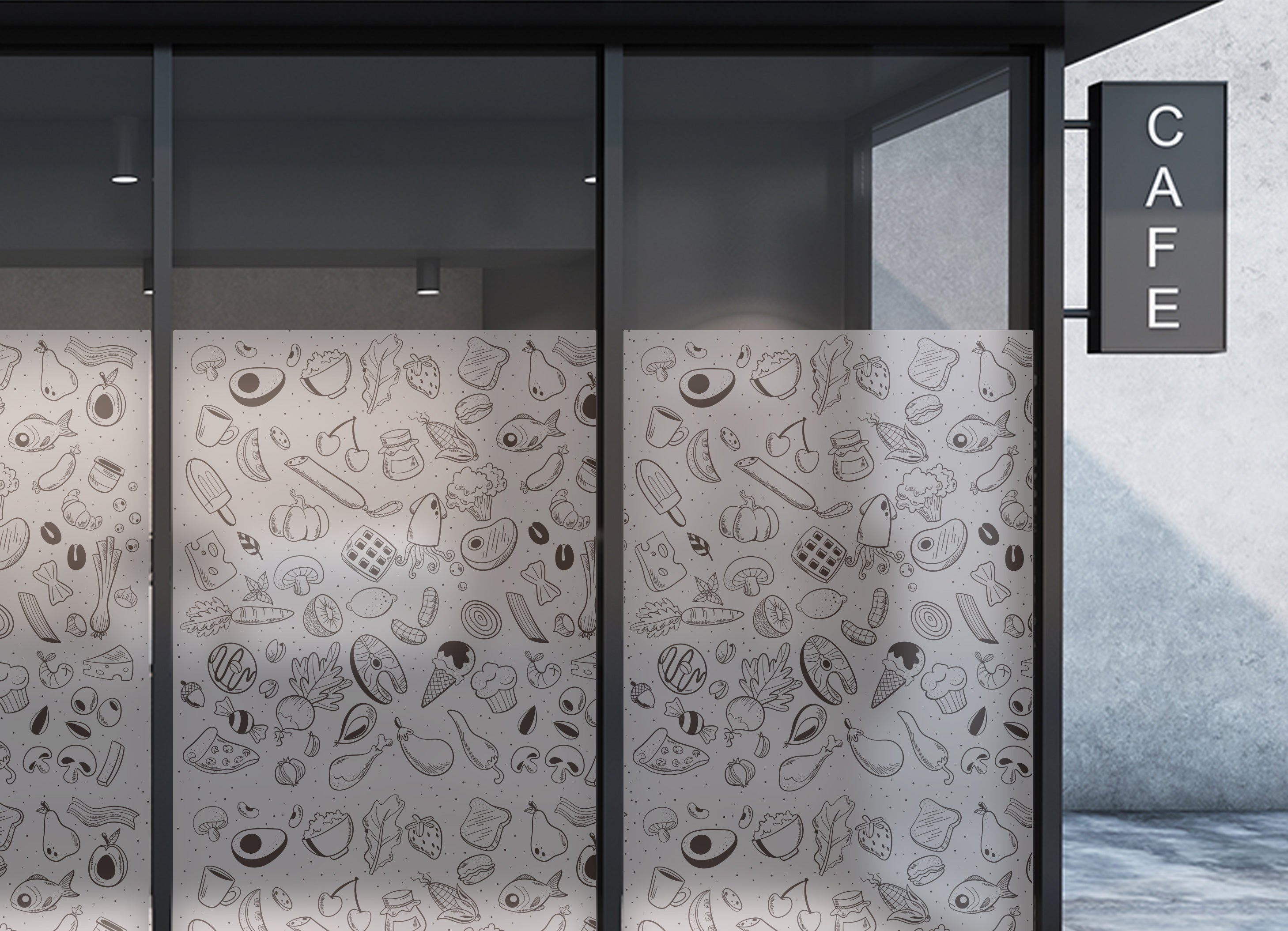 Cafe Food Pattern Window Film