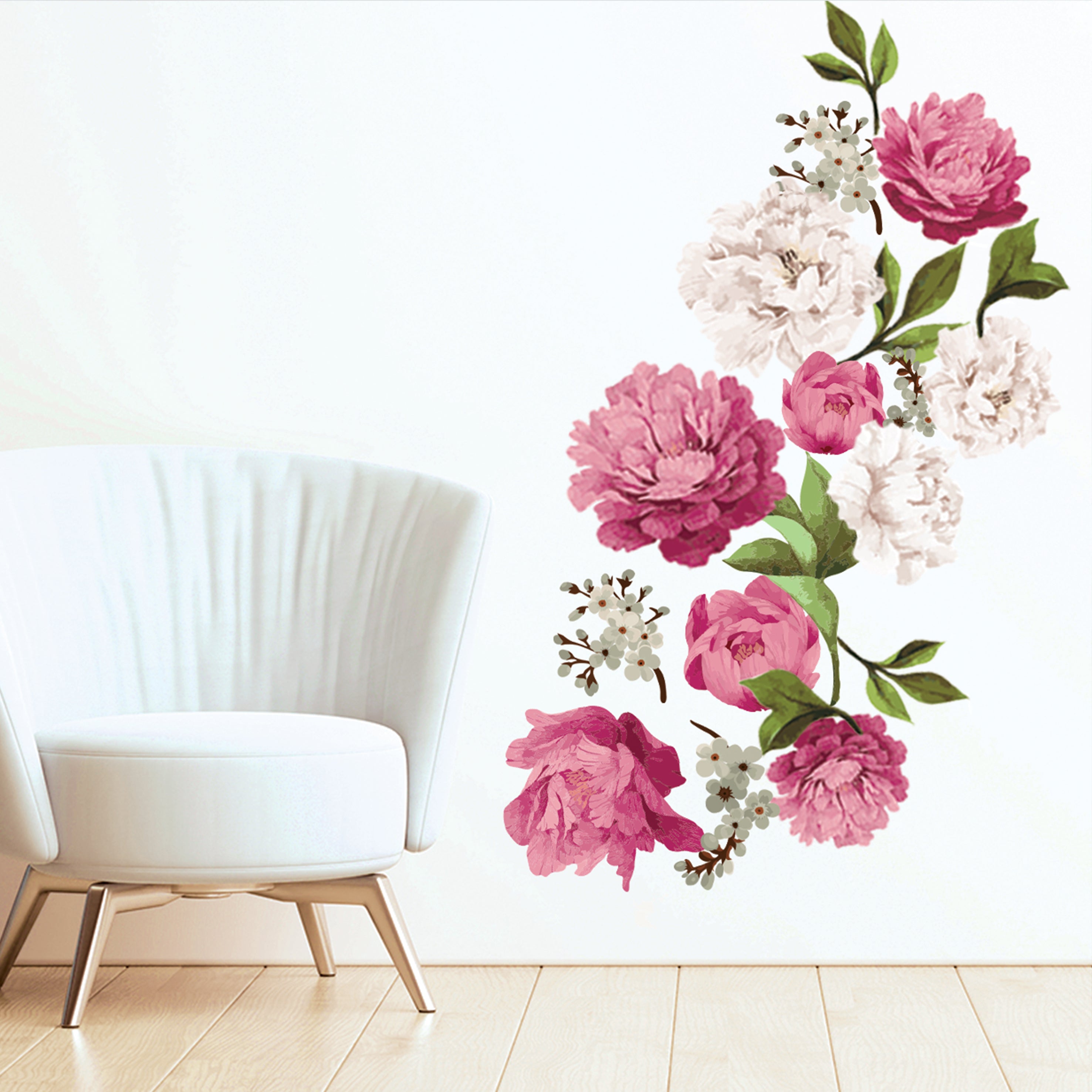 Watercolor Flower Wall Decal, Peony Wall Stickers, Wall Decor, Floral Decal Nursery, Self Adhesive Stickers on Wall, Pink Flowers Stickers