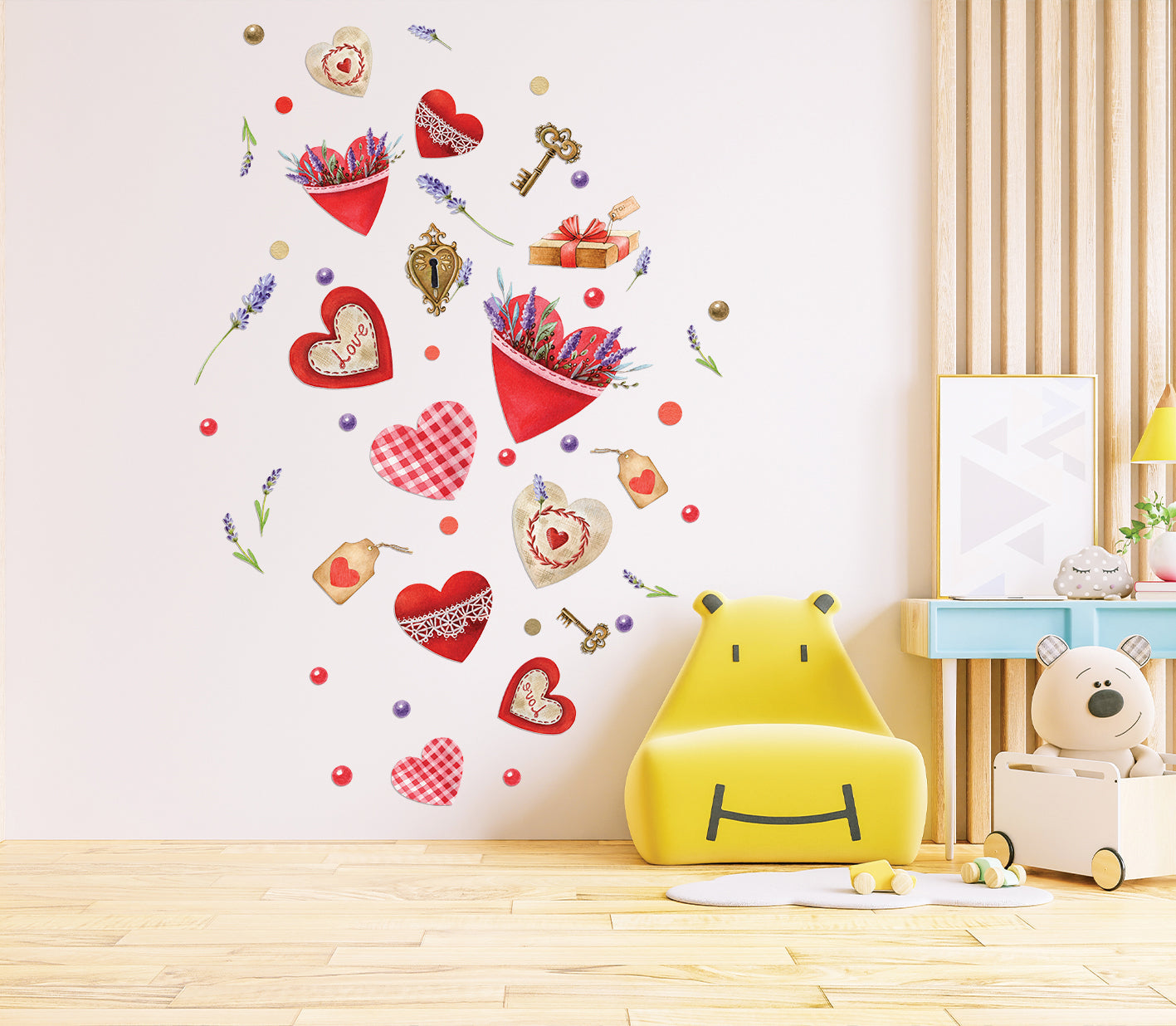 "Lavender & Lace Hearts" Wall Decal Set