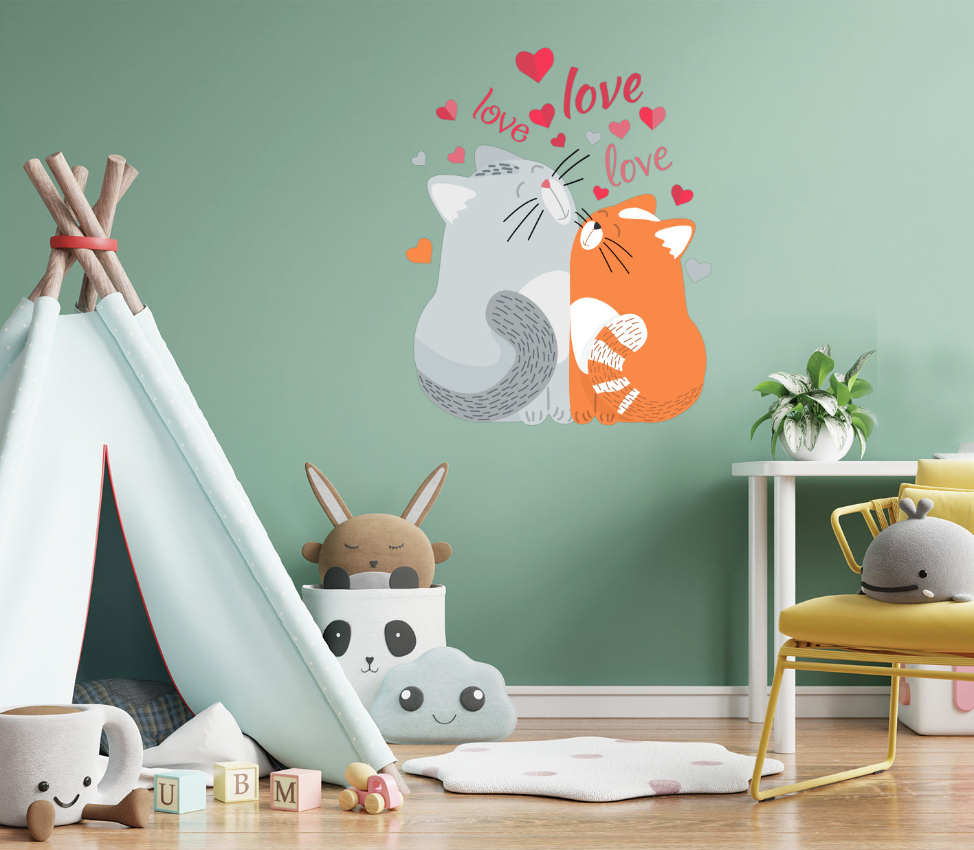 "Kissing Kittens" Wall Decal